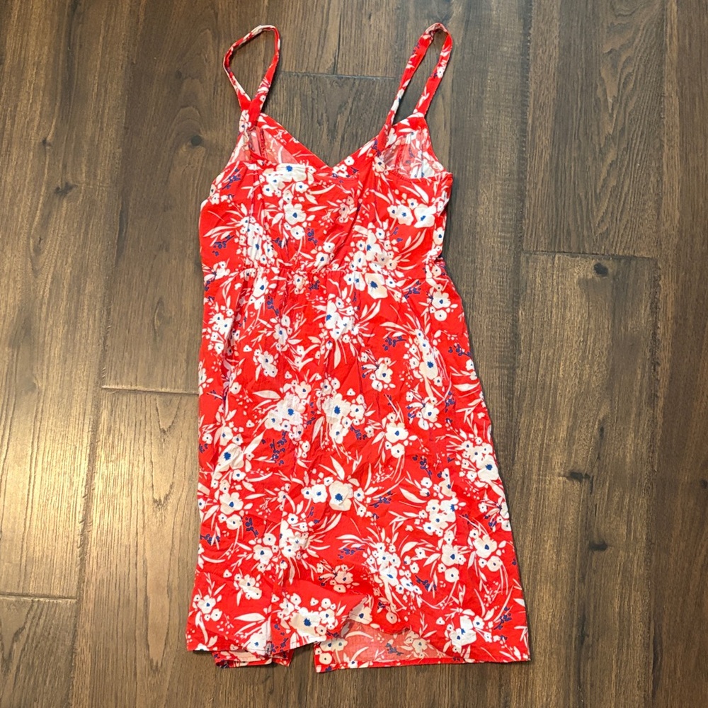 Women's Red Floral Midi Dress - Lightweight Summer Slip - Picture 4 of 4